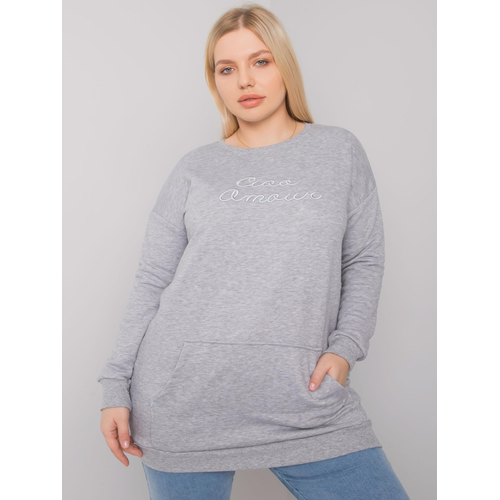 Šedá melange mikina plus size klokana