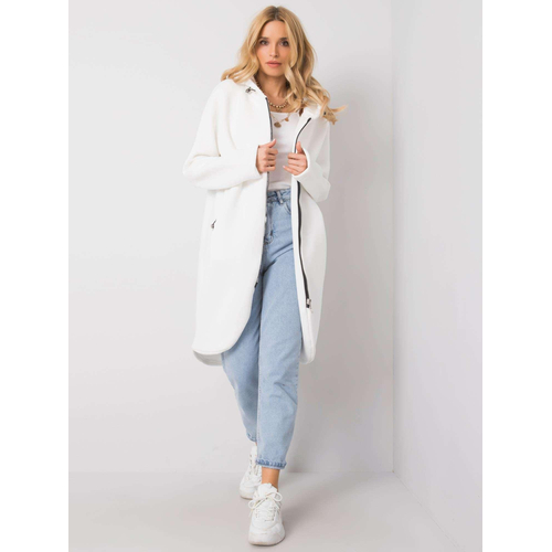 RUE PARIS Bílá dlouhá mikina s kapucí