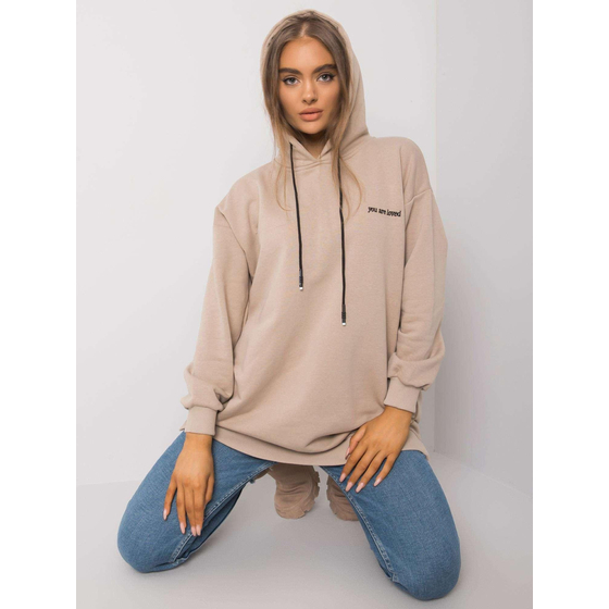 Béžová dámská mikina s kapucí