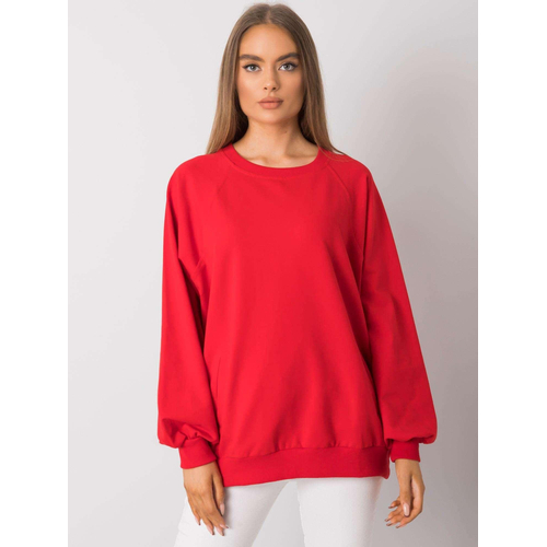 RUE PARIS Červená bavlněná mikina bez kapuce