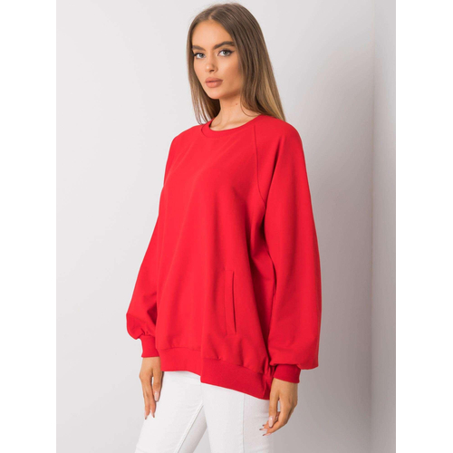 RUE PARIS Červená bavlněná mikina bez kapuce