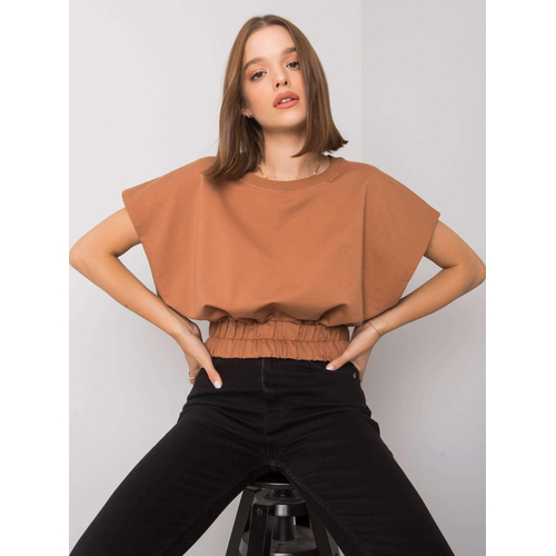 Světle hnědá mikina s krátkým rukávem