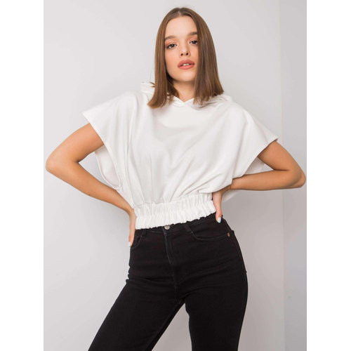 Krátká bílá mikina s kapucí