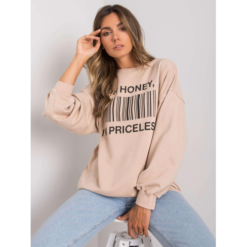 Béžová mikina bez kapuce s nápisem