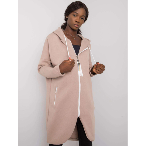 Tmavě béžová dlouhá mikina s kapucí