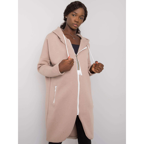 Tmavě béžová dlouhá mikina s kapucí