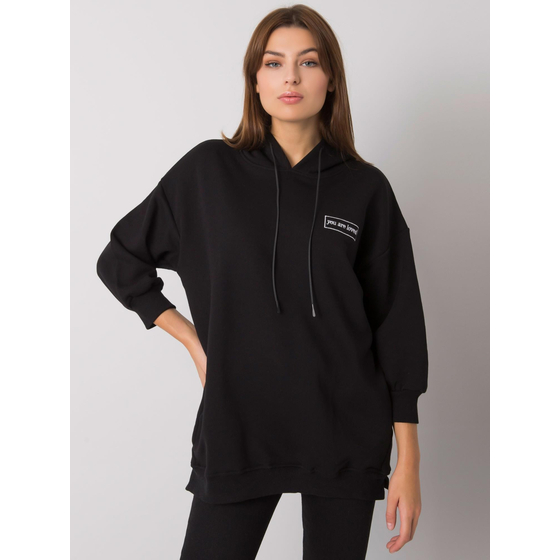 Černá bavlněná mikina s kapsami