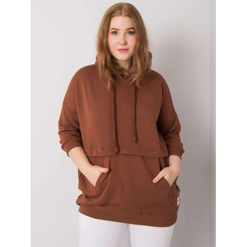 Tmavě hnědá mikina plus size klokana