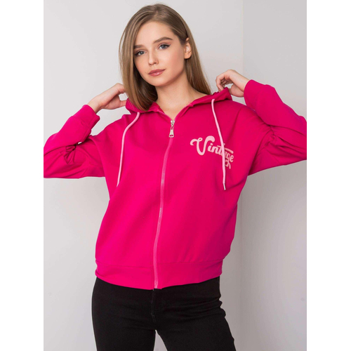 Fuchsiová mikina na zip s kapucí