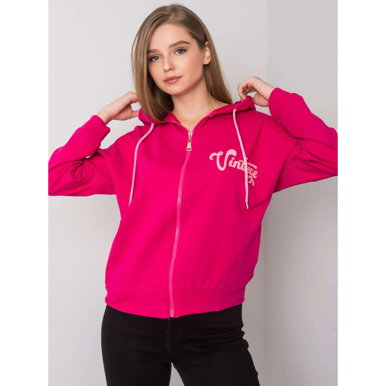 Fuchsiová mikina na zip s kapucí