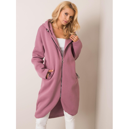 RUE PARIS Světlejší růžová dlouhá mikina s kapucí