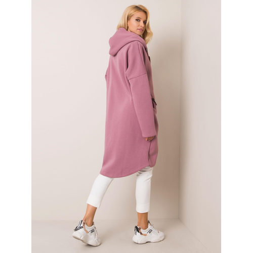 RUE PARIS Světlejší růžová dlouhá mikina s kapucí