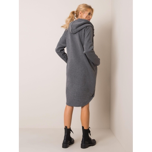 RUE PARIS Dlouhá tmavě šedá mikina s kapucí