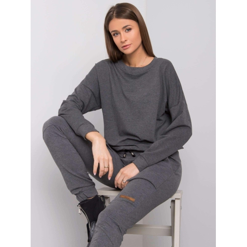 RUE PARIS Tmavě šedá mikina melange bez kapuce