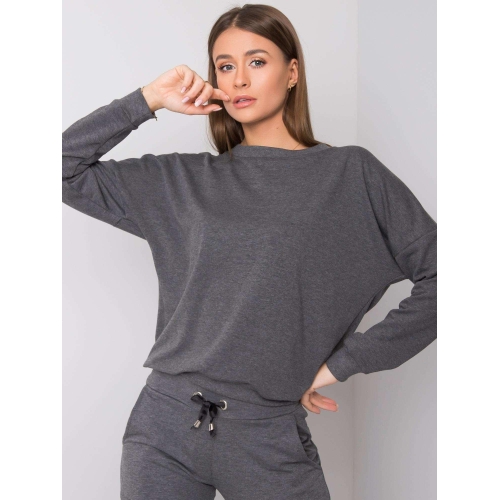 RUE PARIS Tmavě šedá mikina melange bez kapuce