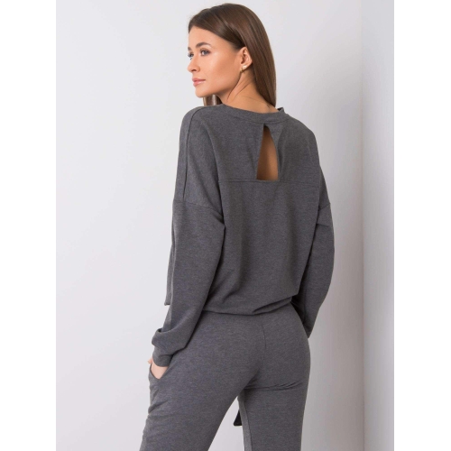 RUE PARIS Tmavě šedá mikina melange bez kapuce