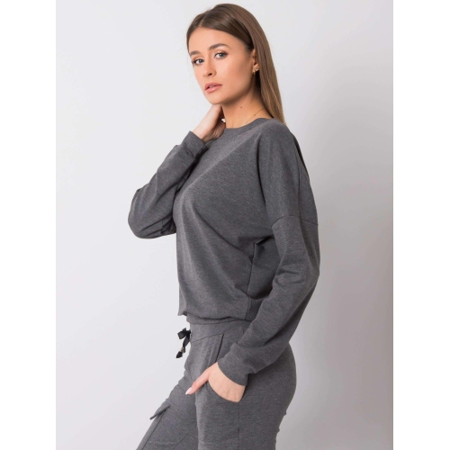 RUE PARIS Tmavě šedá mikina melange bez kapuce