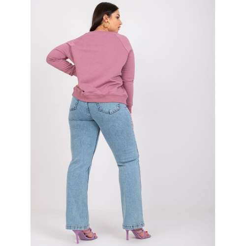 Světle růžová mikina plus size velikosti bez kapuce