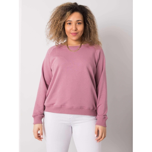 Světle růžová mikina plus size velikosti bez kapuce