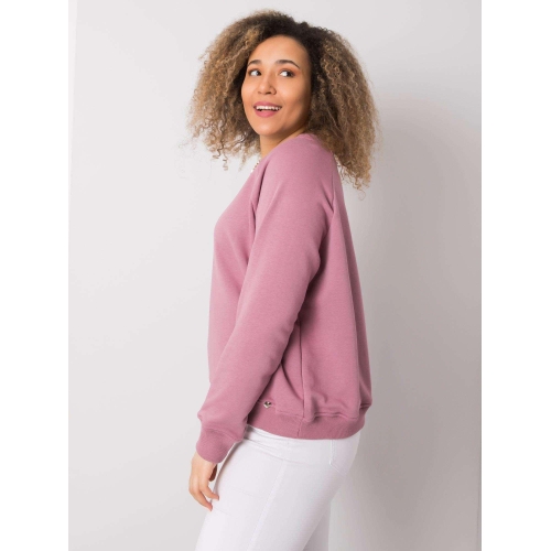 Světle růžová mikina plus size velikosti bez kapuce