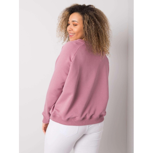 Světle růžová mikina plus size velikosti bez kapuce