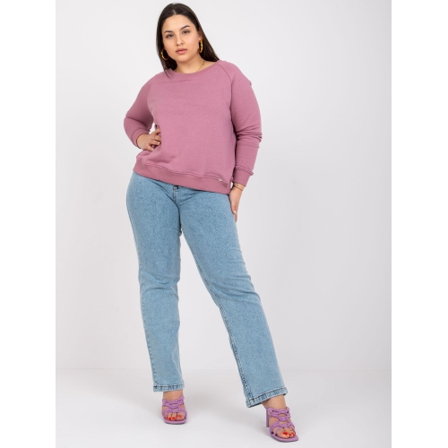 Světle růžová mikina plus size velikosti bez kapuce
