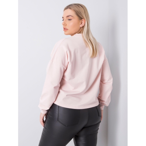 Světle růžová jednobarevná mikina větší velikosti
