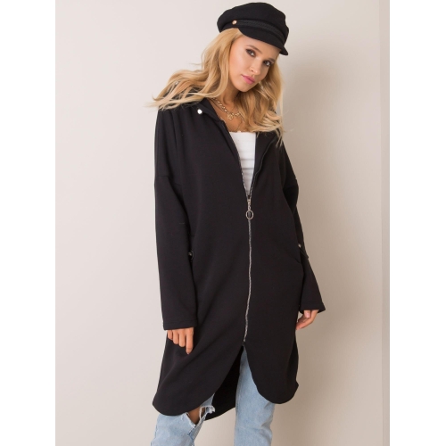 RUE PARIS Černá dlouhá mikina s kapucí