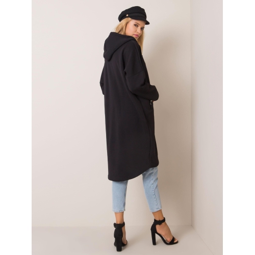 RUE PARIS Černá dlouhá mikina s kapucí