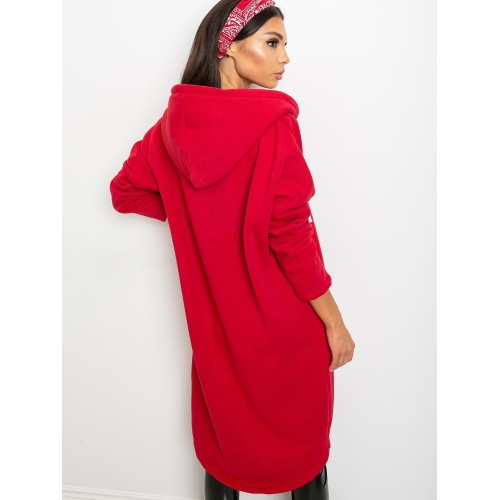 Dlouhá červená mikina s kapucí