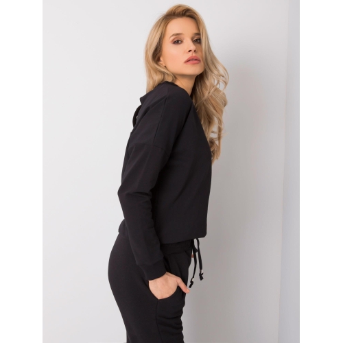 RUE PARIS Černá mikina bez kapuce