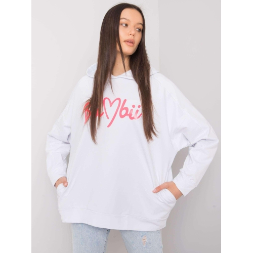 Dámská bílá mikina s kapucí s kapsami