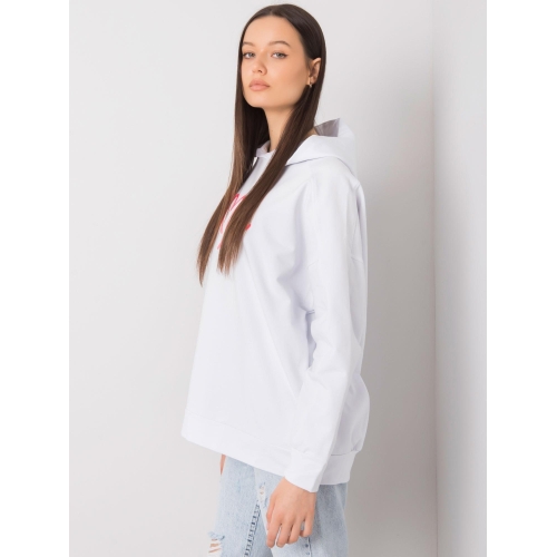 Dámská bílá mikina s kapucí s kapsami