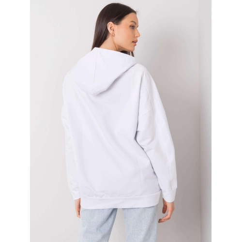 Dámská bílá mikina s kapucí s kapsami