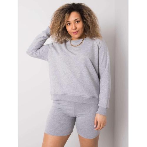 Šedá mikina větší velikosti bez kapuce