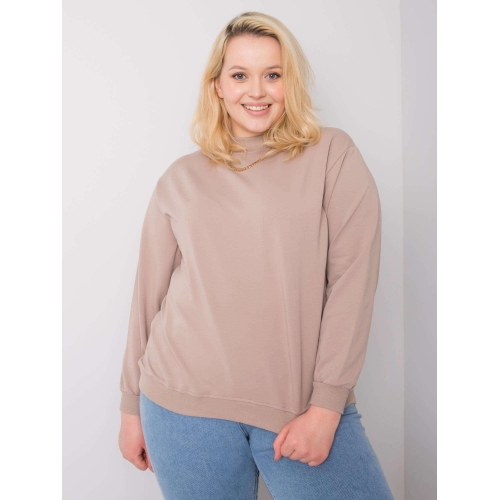Tmavě béžová základní mikina plus size