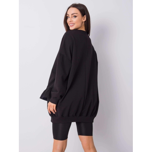 Černá bavlněná mikina s volánky