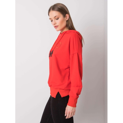 Dámská mikina s kapucí v červené barvě