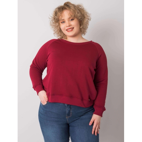Maroon plus size mikina bez kapuce