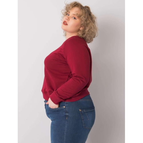 Maroon plus size mikina bez kapuce