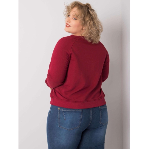 Maroon plus size mikina bez kapuce