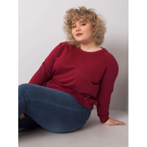 Maroon plus size mikina bez kapuce
