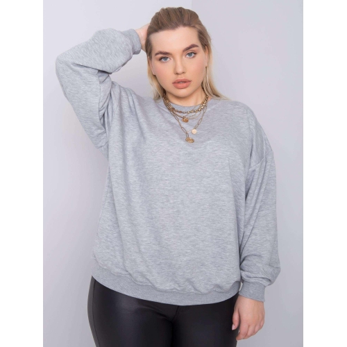 Šedá mikina větší velikosti bez kapuce