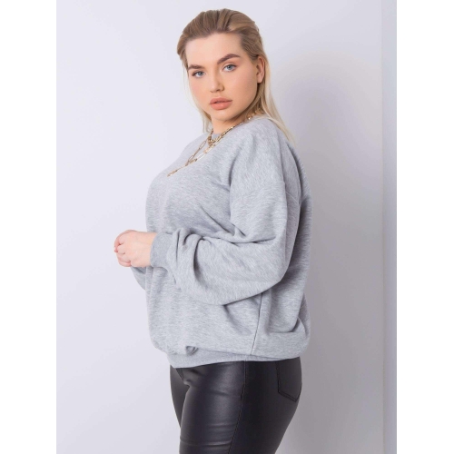 Šedá mikina větší velikosti bez kapuce