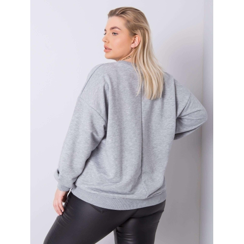 Šedá mikina větší velikosti bez kapuce