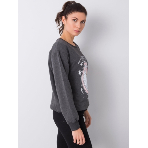 Tmavě šedá dámská mikina bez kapuce