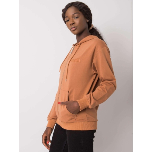 Světle hnědá mikina s kapucí na zip