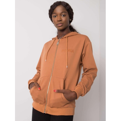 Světle hnědá mikina s kapucí na zip