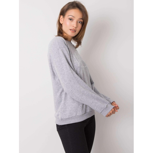 RUE PARIS Šedá melanžová mikina bez kapuce