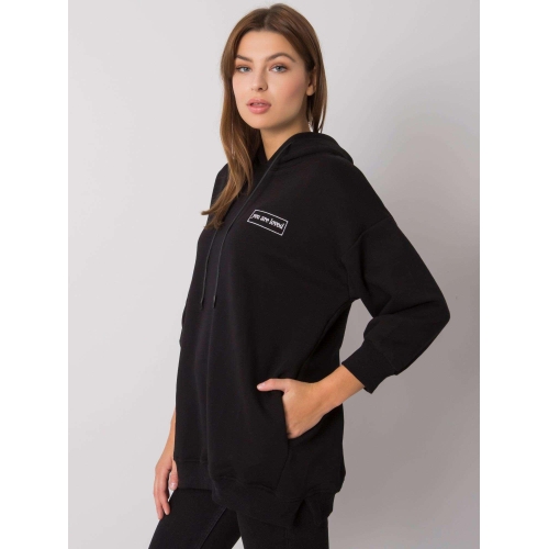 Černá bavlněná mikina s kapsami